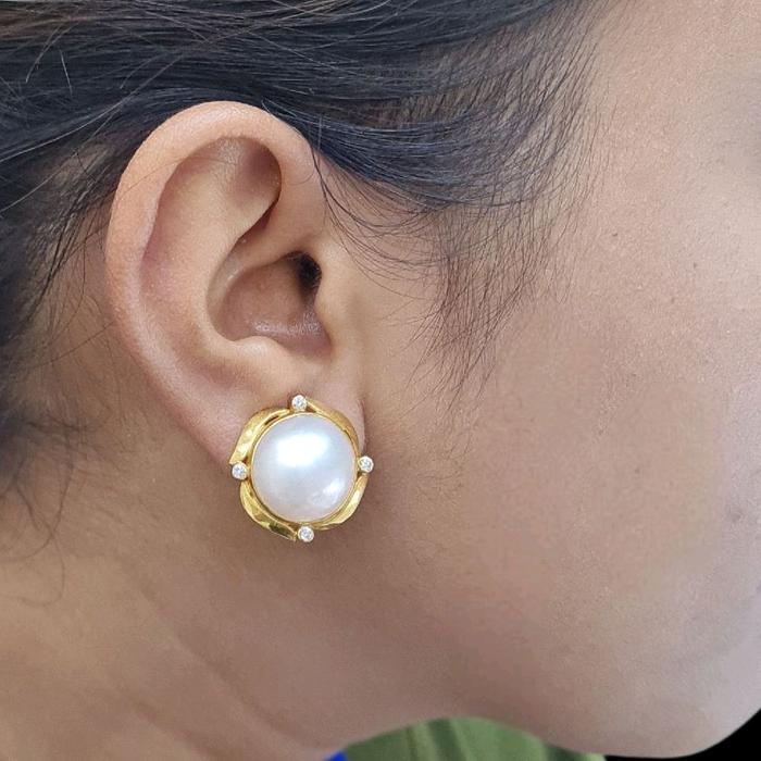 Anting Mutiara Emas 23K Diamond Jewelry 14AM12WP-HT