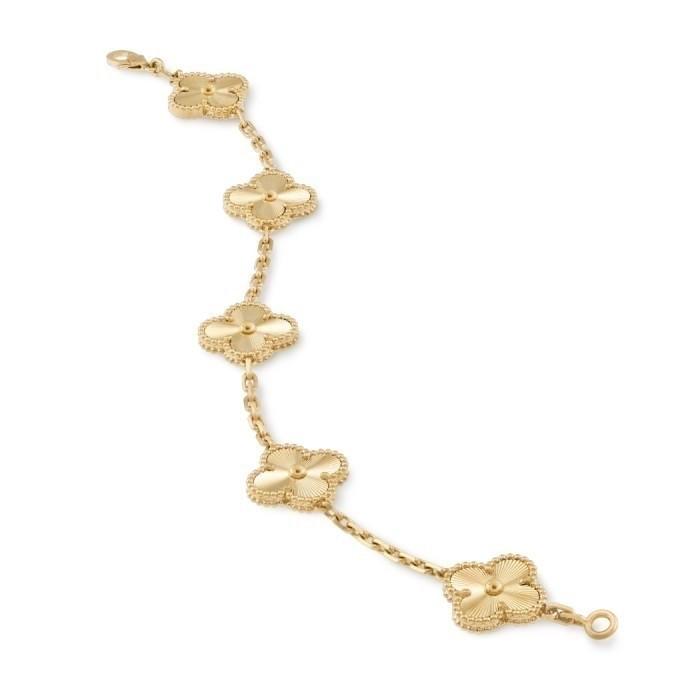 Clover Gold Vintage Alhambra 18K Gold Clover 5 Motif Diamond Jewelry-127GBD145000AB-HT