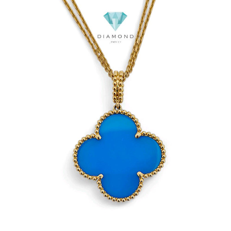 Magic Clover Turquoise Necklace 18K / Kalung Magic Clover Turquoise 18K / Diamond Jewelry 118KBD110000AB-HT