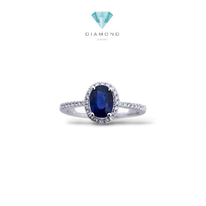 Blue Sapphire Diamond Ring 18K / Cincin Berlian Blue Sapphire 18K / Diamond Jewelry / 130BC60500AB