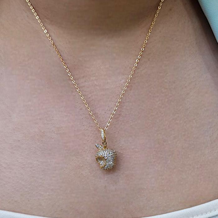 Liontin Mas Sirkon Model Apel 18K-Diamond Jewelry