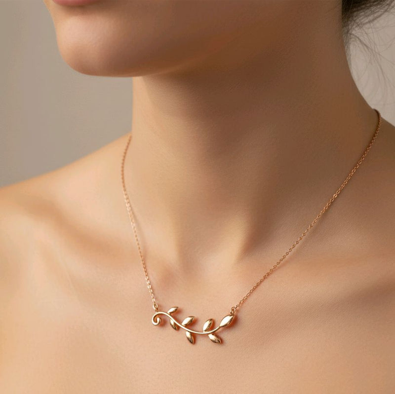 Leaf Necklace 18K / Kalung Daun 18K / Diamond Jewelry 422KBD486RY - HT