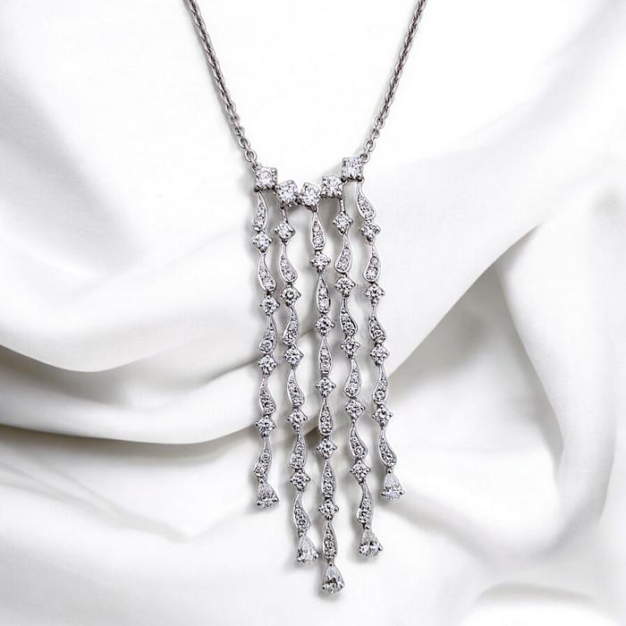 Long Diamond Necklace 18K / Diamond Jewelry