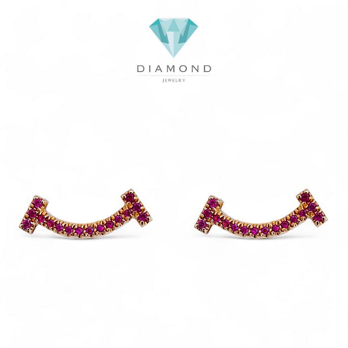 T Smile Pink Sapphire Earring 18K / Diamond Jewelry