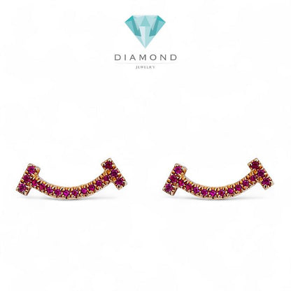 T Smile Pink Sapphire Earring 18K / Diamond Jewelry