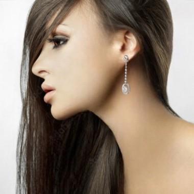 Long earring esperansa diamond 18k white gold-Diamond Jewelry