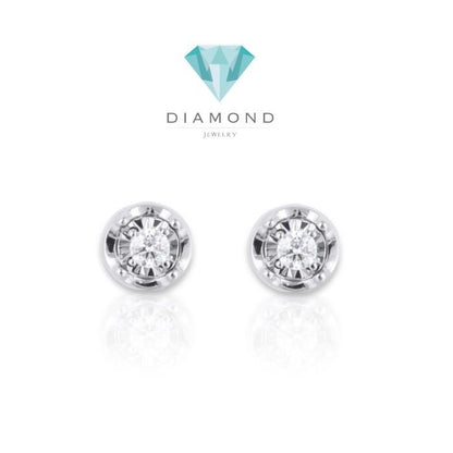 Flower Diamond Earring Illusion-18k-Diamond Jewelry