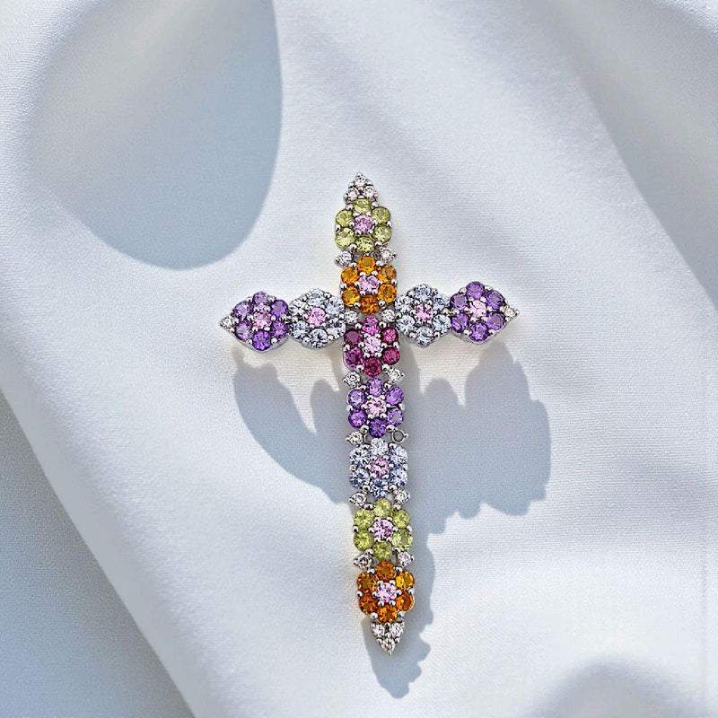 Cross Flower Diamond Pendant 18K / Liontin Berlian Salib Bunga 18K / Diamond Jewelry 3LBGT890 - HT