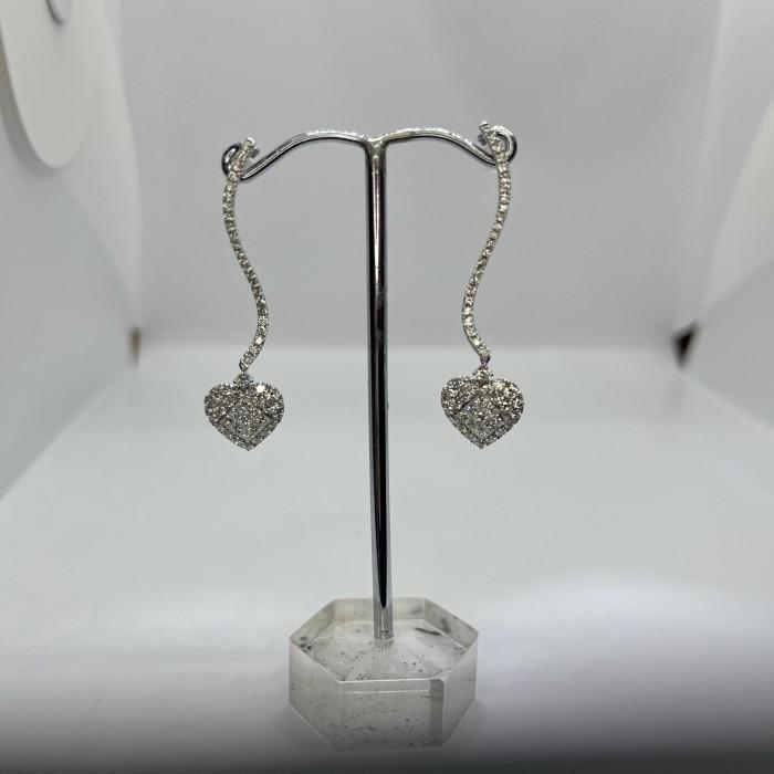 Heart Diamond Earring 18k white gold-Diamond Jewelry