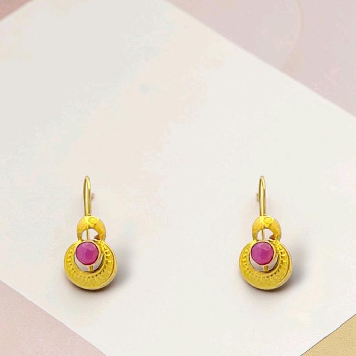 Small Ruby Vermeil Gold Earrings 23K / Anting Emas Ruby Vermeil Kecil 23K / Diamond Jewelry / 362AMSWP1
