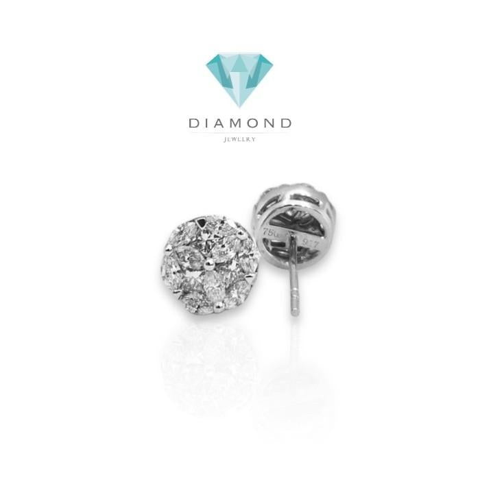 Flower Round esperansa diamond earring/anting berlian bunga espera-18k-Diamond Jewelry