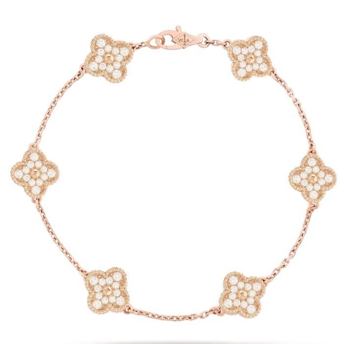 Sweet alhambra diamond 6 clover vc bracelet 18k-Diamond Jewelry