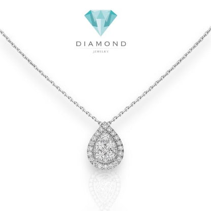 Pearshape diamond necklace 18k white gold-Diamond Jewelry