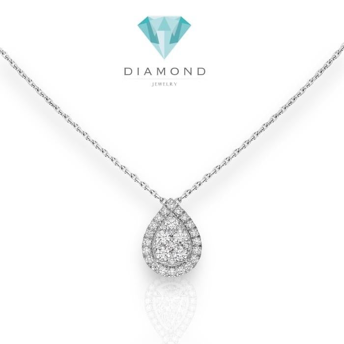 Pearshape diamond necklace 18k white gold-Diamond Jewelry