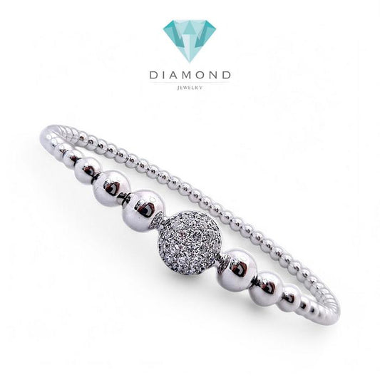 Diamond Bracelet perlee stretchable 18K / Diamond Jewelry