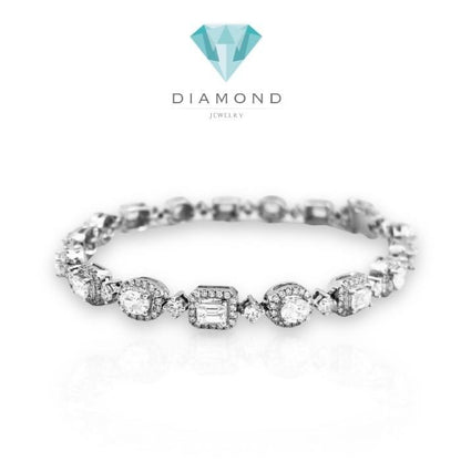 Fancy tennis diamond bracelet 18k -Diamond Jewelry