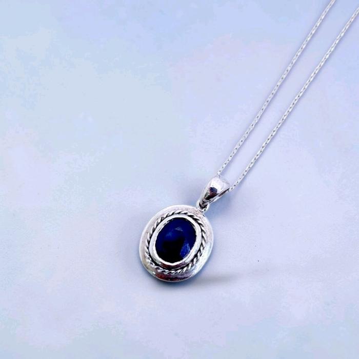 Blue Sapphire Pendants 18K / Liontin Blue Sapphire 18K / Diamond Jewelry / 199LMSWP5