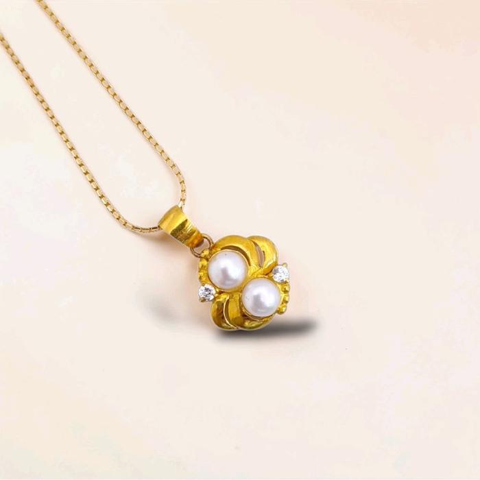 Duo Pearl Pendants 23K / Liontin mutiara ganda 23K / Diamond Jewely / 217LMSWP3
