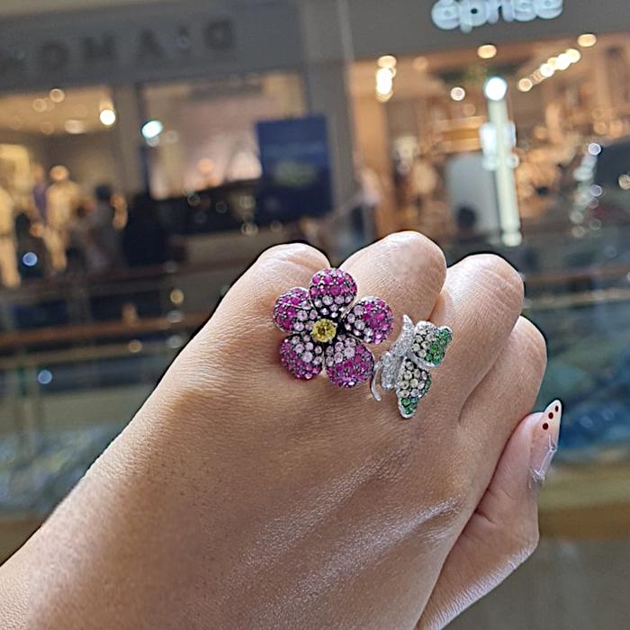 Flower Ruby Diamond Ring 18K / Diamond Jewelrg