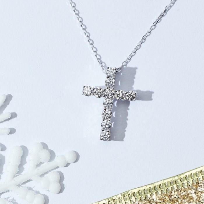 Diamond Cross 18K White Gold Diamond Jewelry-303LB28600ABLS-HT