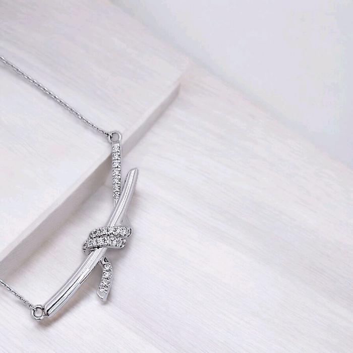 Knot Diamond Necklace 18K / Diamond Jewelry-390KBD5131SD-HT