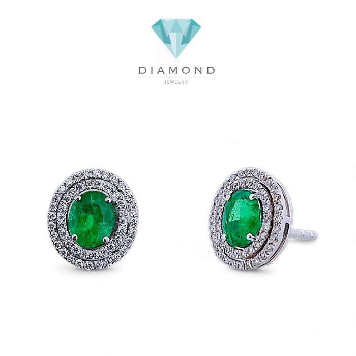 Emerald Diamond Earring 18K / Diamond Jewelry