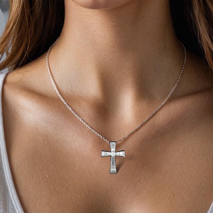 Baguette Diamond Cross Pendant