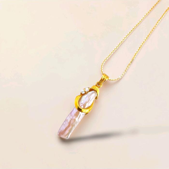 Biwa Mop Pendants 23K / Liontin Mutiara Biwa 23K / Diamond Jewelry / 207LMSWP5