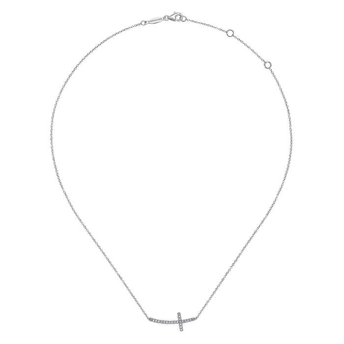 Side Cross Diamond Necklace 18k -Diamond jewelry