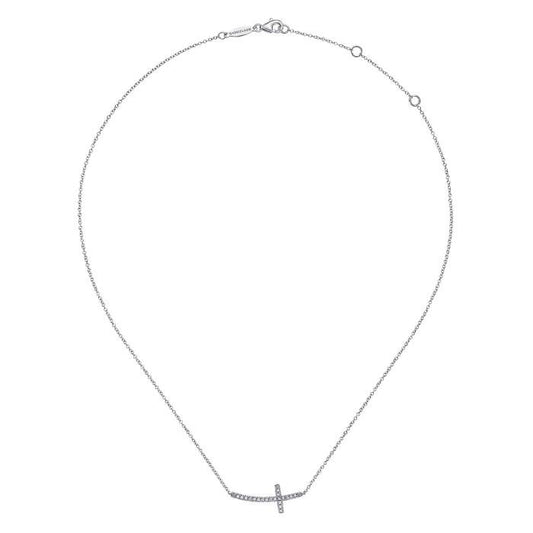 Side Cross Diamond Necklace 18k -Diamond jewelry