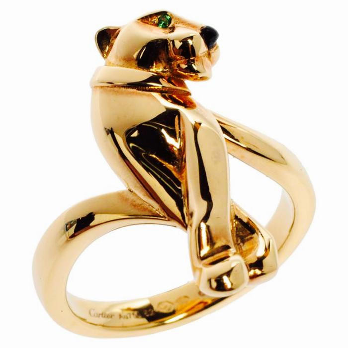 Panthere Tsavorite onyx crt 18k gold ring-Diamond Jewelry-47CMSSM1700RY