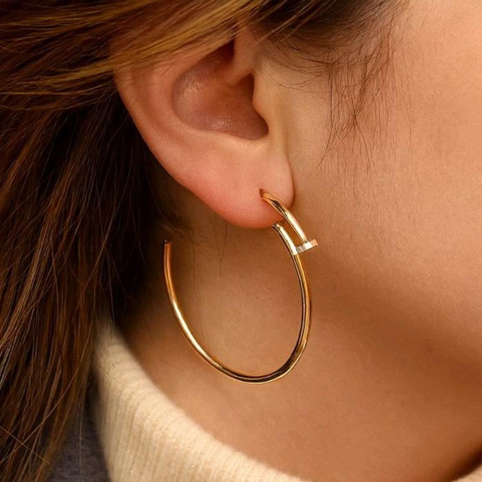 Nail Hoop Earring 18K / Anting Paku 18K / Diamond Jewelry 389ABD1046RY-HT