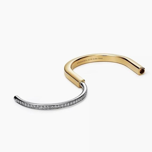 Lock T bangle pave Diamond 18K Gold- Diamond Jewelry