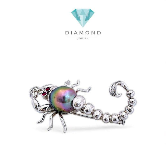 Scorpion Pearl Diamond Bross 18K / Diamond Jewelry