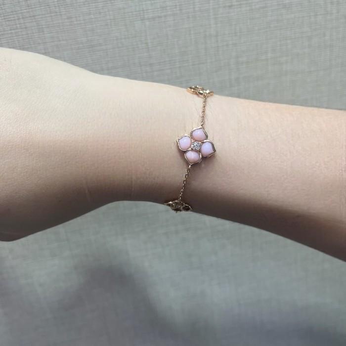 Pink petal opal diamond bracelet chp 18k-Diamond Jewelry