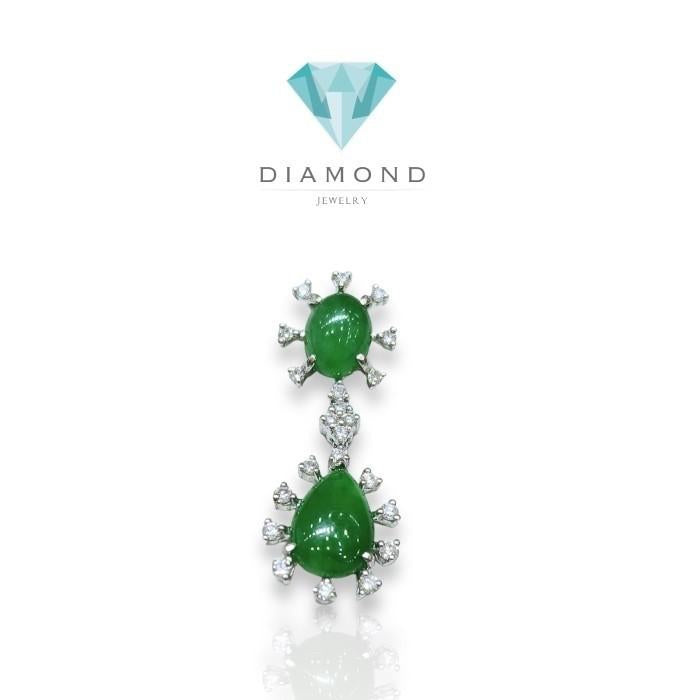 Double jade diamond pendant 18k-Diamond Jewelry