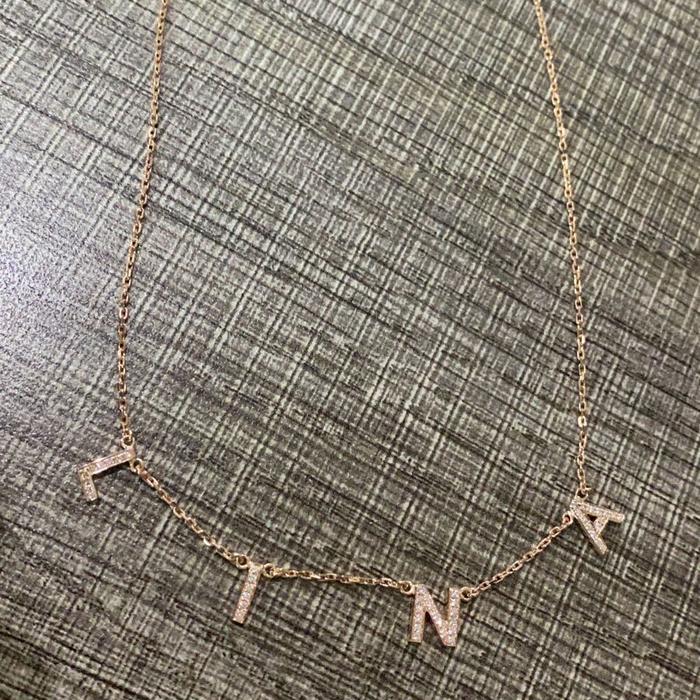 Diamond alphabet 18K gold custom necklace