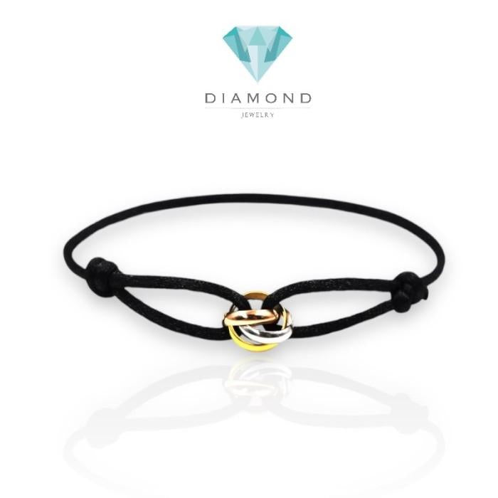 Trinity Tricolor in rope bracelet gold crt 18k / gelang tali robe 18k tricolor-Diamond Jewelry