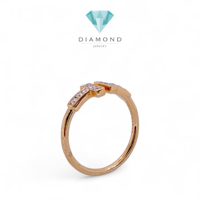 Double T Diamond Ring Rose Gold 18K/ Diamond Jewelry-79CBD39800AB-HT
