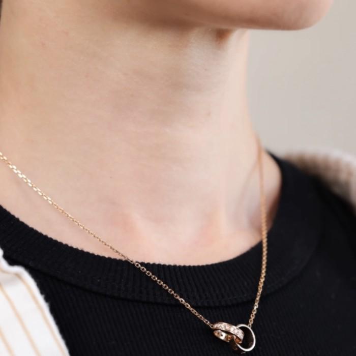 Love diamond duo necklace 18k-Diamond Jewelry