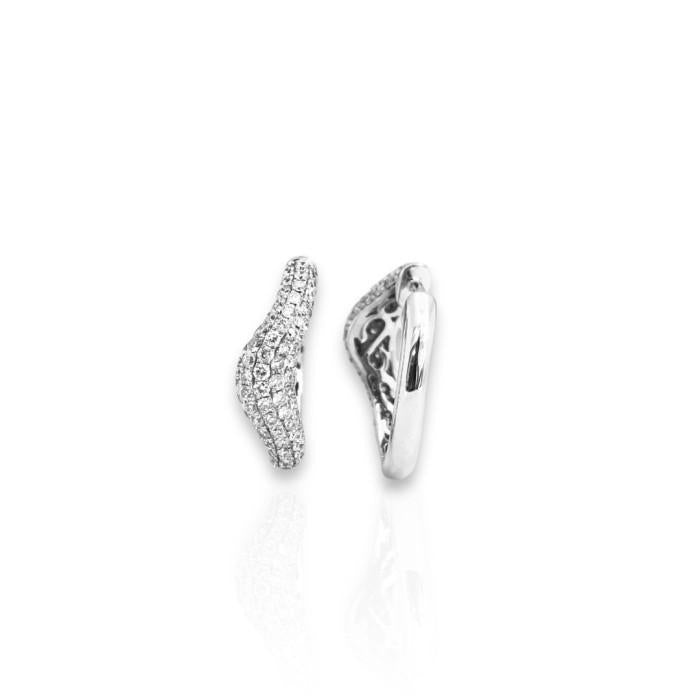 Diamond hoop earring 18k zigzag-Diamond Jewelry