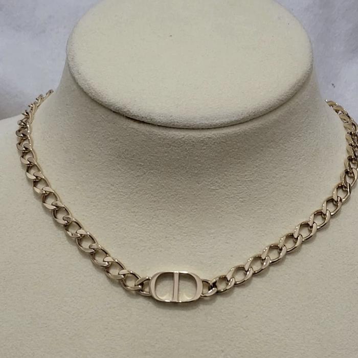 CD necklace initial 18k rose gold-Diamond Jewelry