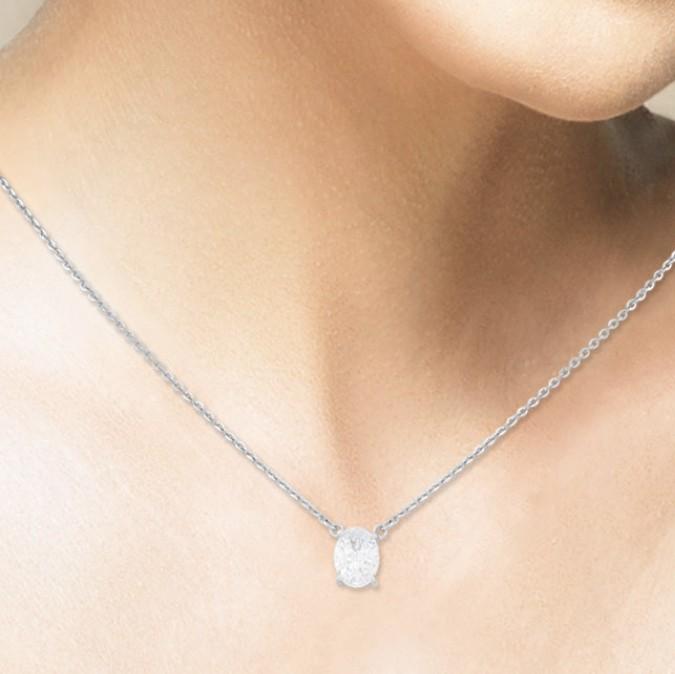 Oval Kristal White Gold 18K Necklace-1MS3LSNEWOVAL-HT