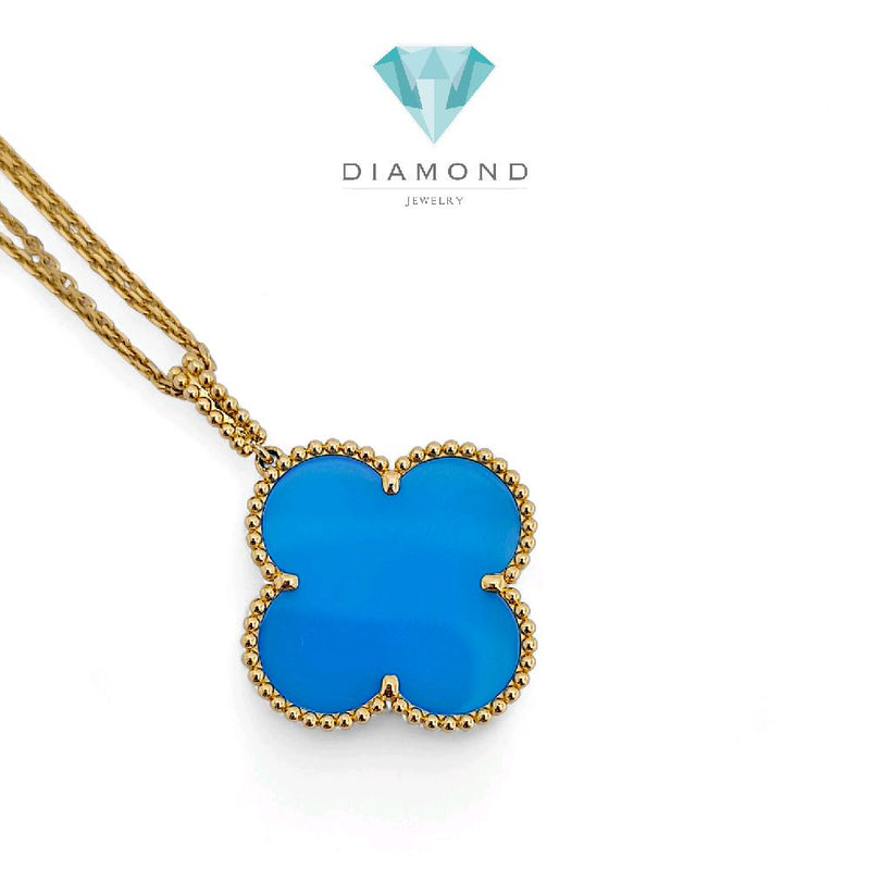 Magic Clover Turquoise Necklace 18K / Kalung Magic Clover Turquoise 18K / Diamond Jewelry 118KBD110000AB-HT