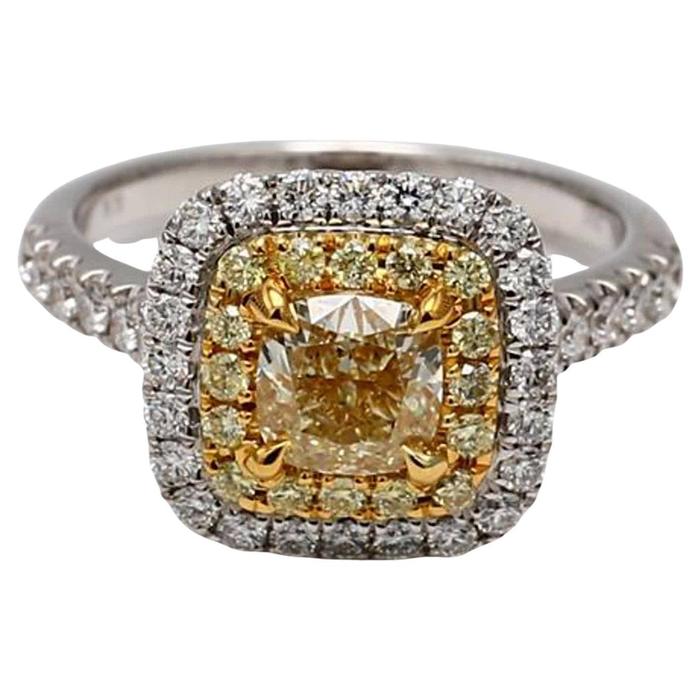 Yellow Diamond Cushion Ring 18k Gold-Diamond Jewelry