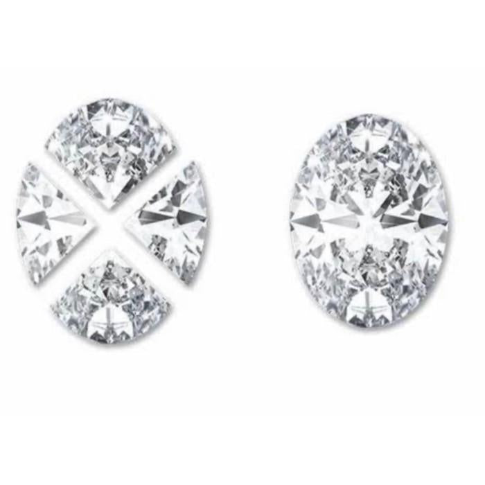 Oval diamond pendant pie cut 18k white gold-Diamond Jewelry