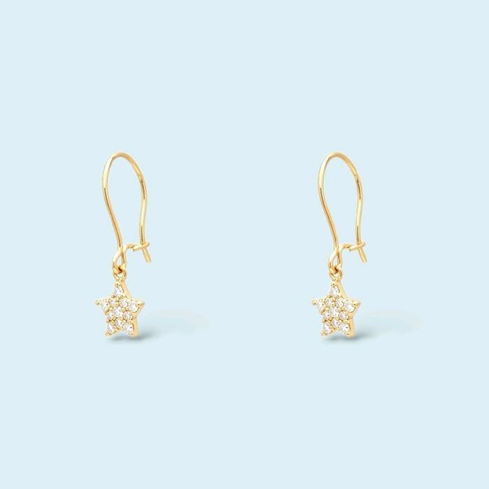Gold Star Hanging Earring 16K / Anting Emas Gantung Bintang 16K / Diamond Jewelry / 435AMS110LS