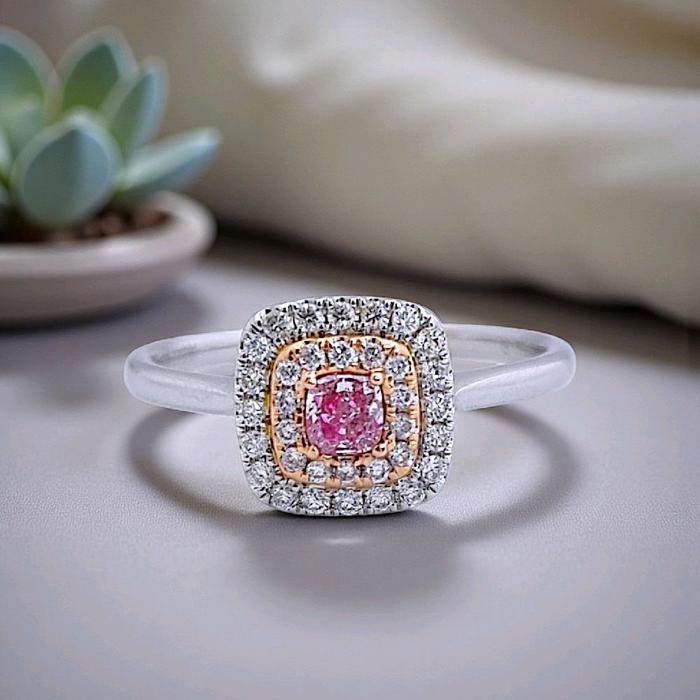Pink Cushion Diamond Ring 18K / Cincin Berlian Pink Cushion 18K / Diamond Jewelry 378CB827BMLS - HT