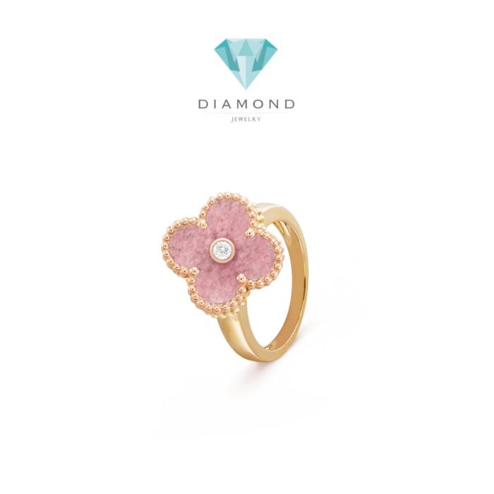 VOC Rhodonite Diamond 18K Gold ring Diamond Jewelry