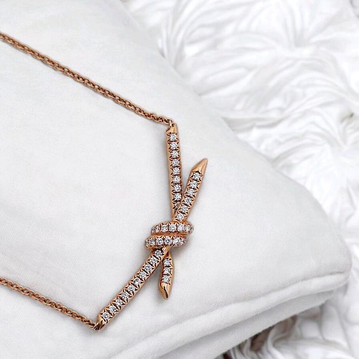 Knot Diamond Necklace 18K / Diamond Jewelry